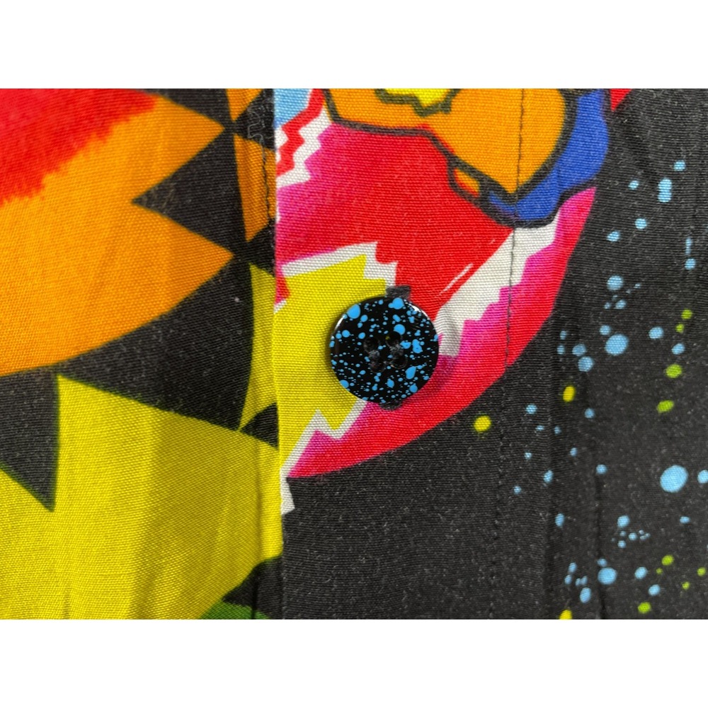 Vintage 1990 Planet Hollywood Rayon Space Print Camp Hawaiian Shirt XL Flowey - Picture 8 of 14